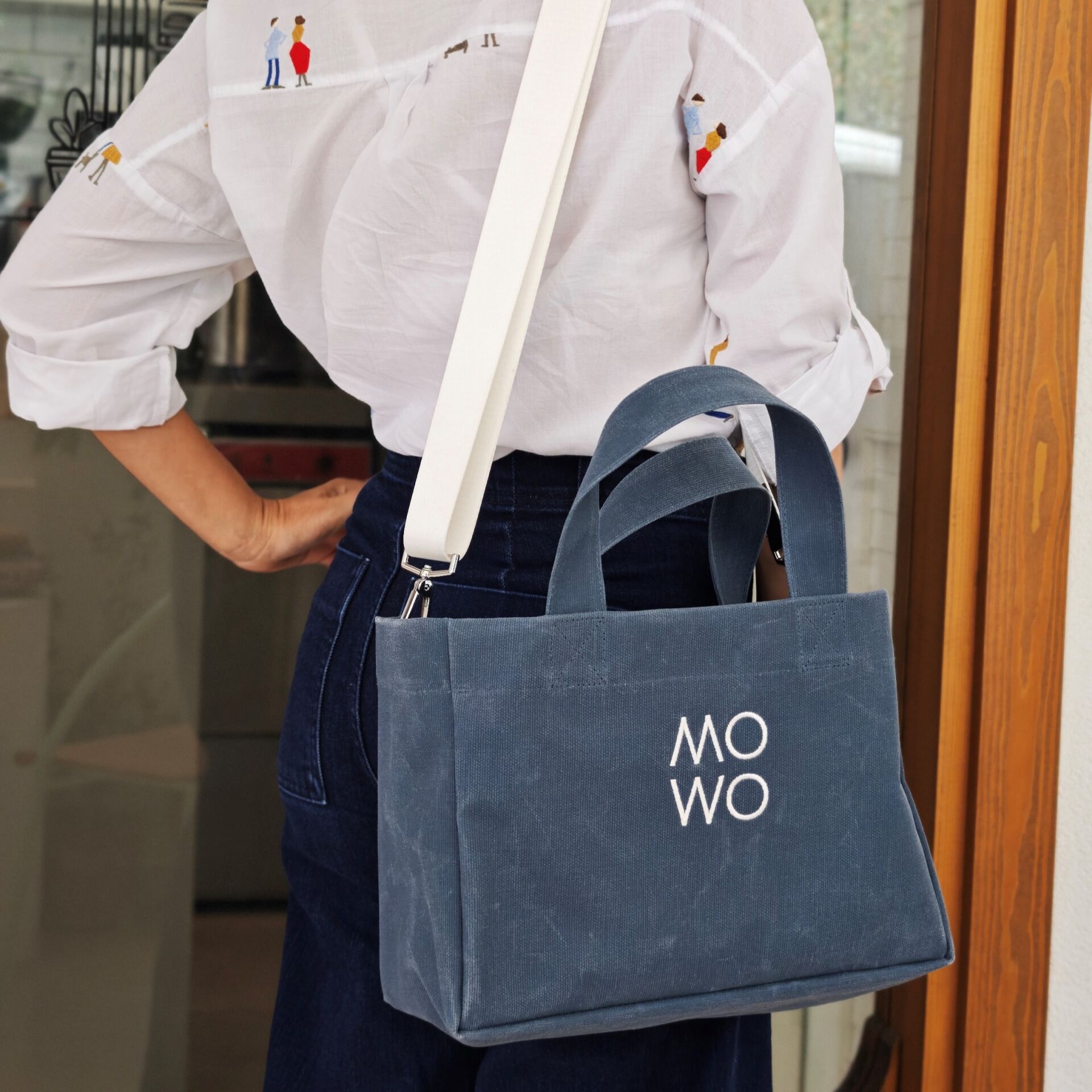 WAXED CANVAS DENIM MINI BAG