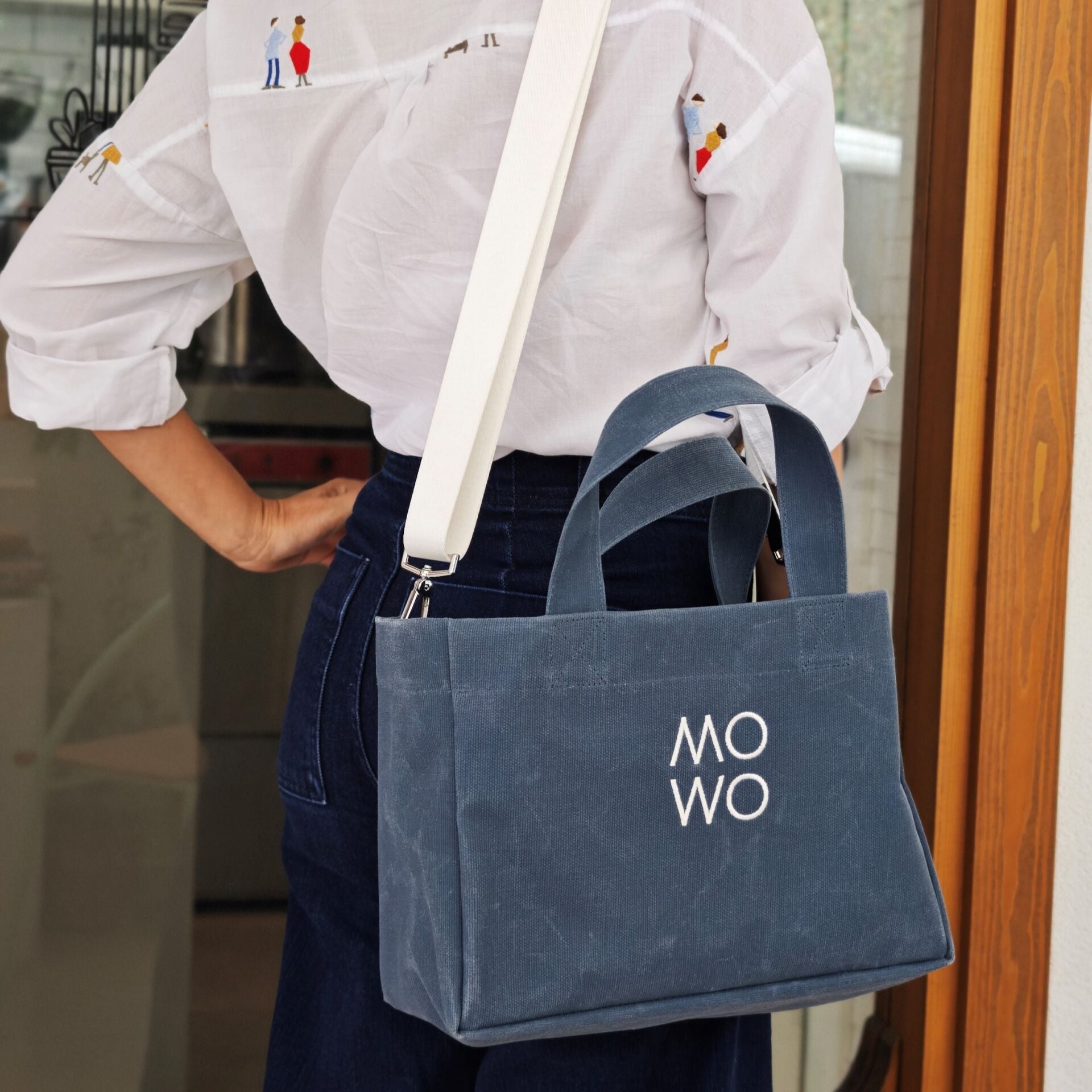 WAXED CANVAS DENIM MINI BAG