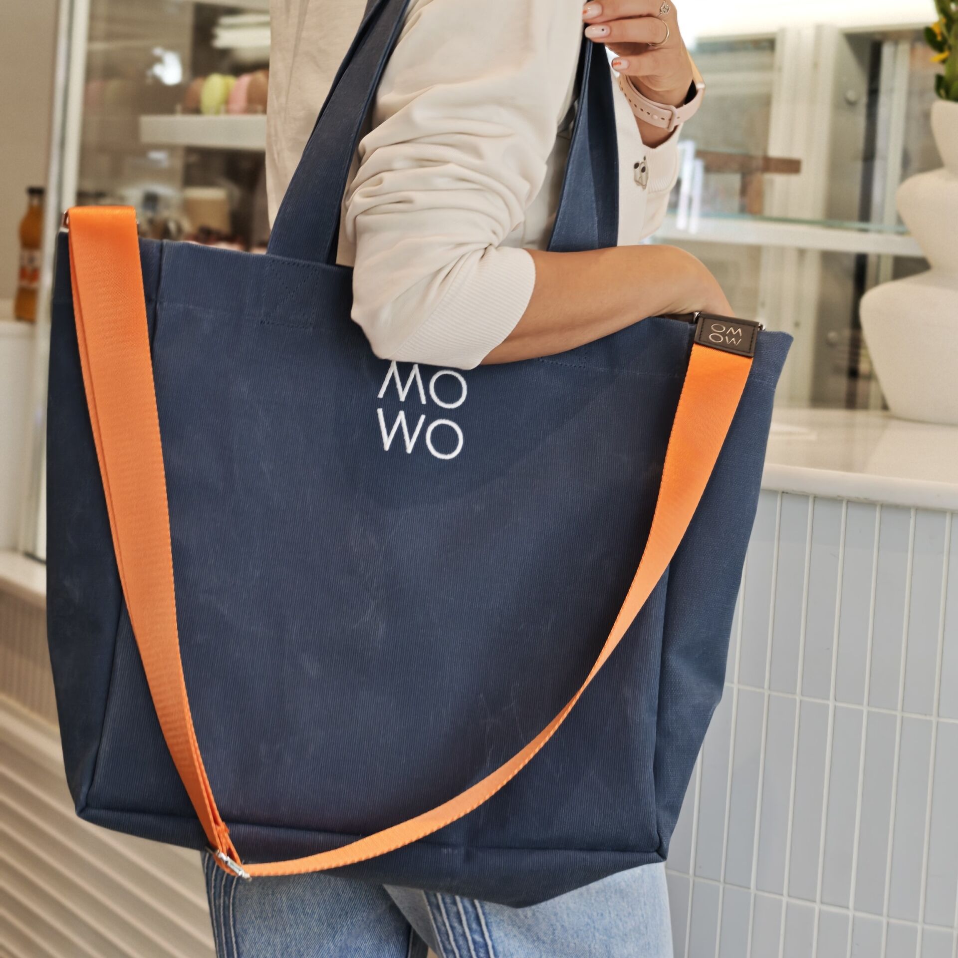 WAXED CANVAS DENIM MIDI BAG