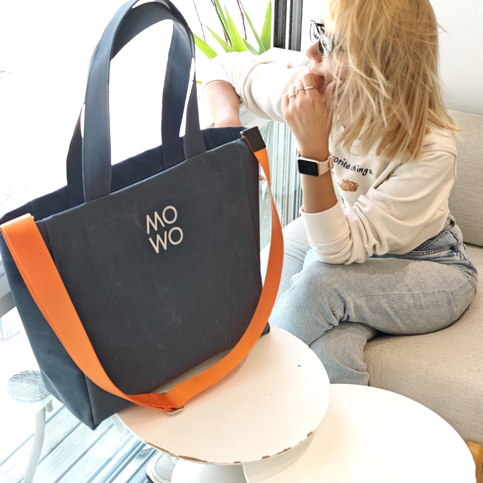 WAXED CANVAS DENIM MIDI BAG