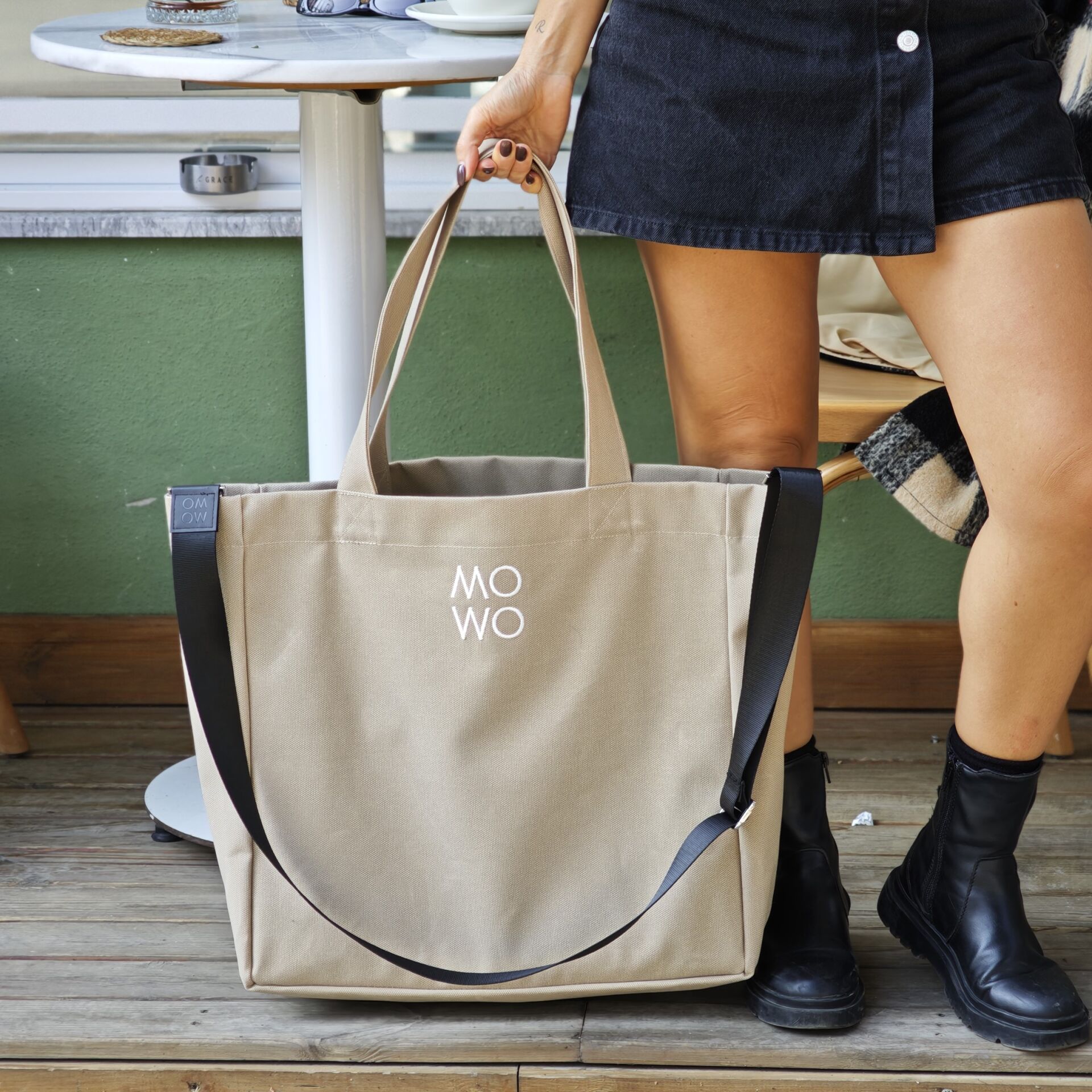 WAXED CANVAS CREAM OVERSIZE BAG