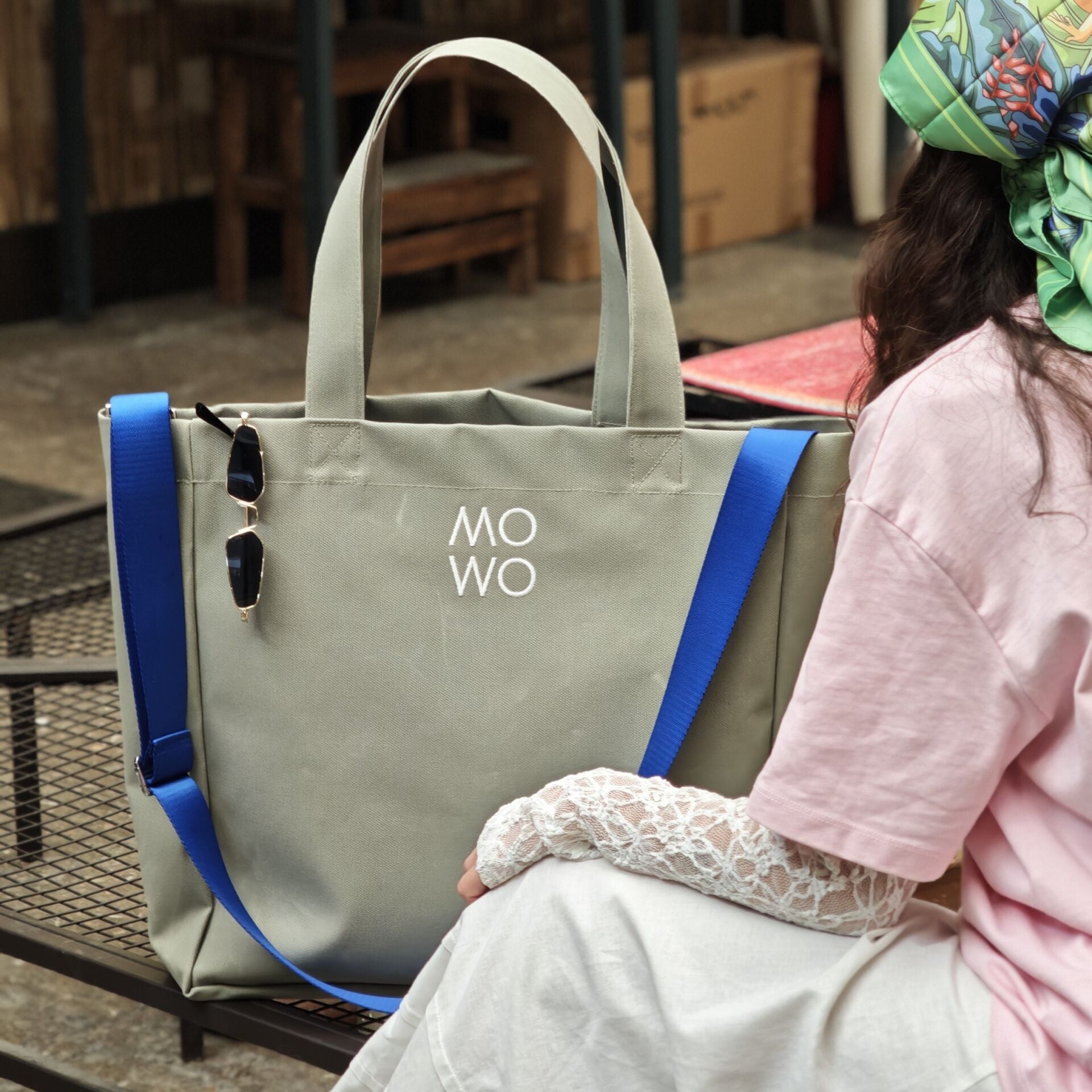 WAXED CANVAS SAGE GREEN OVERSIZE BAG